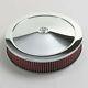 14 X 3 Round Chrome Red Washable Air Cleaner Flat Base Extreme Chevy Sbc 350