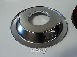 14 X 4 Round Chrome Black Washable Air Cleaner Drop Base Ford Chevy SBC 350