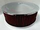 14 X 5 Round Chrome Washable Red Air Cleaner Flat Base Extreme Chevy Sbc 350