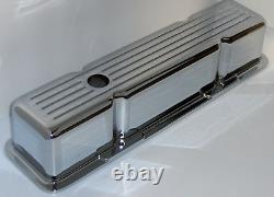 1658-86 SBC Chevy 283 305 327 350 Chromed Aluminum Ball Milled Tall Valve Covers