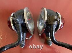 1930's 1940's COWL DRIVING FOG TAIL LIGHT TAIL BRASS PAIR CAR TRUCK MOTORCYCLE
