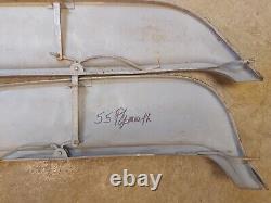 1955 Plymouth FENDER SKIRTS steel used pair. Flush mount. Vintage 55 PLYMOUTH