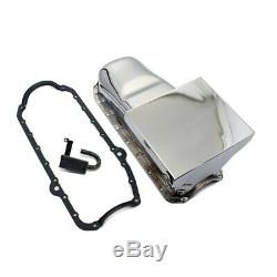 58-79 SBC Chevy Chrome Drag Race Style Oil Pan 7qt 350 400 With STD. Pickup Gasket