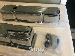 58-86 Chevy Small Block Chevy Chrome Aluminum Ball Milled Tall Valve Cover SBC