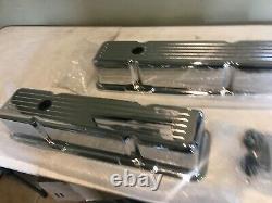 58-86 Chevy Small Block Chevy Chrome Aluminum Ball Milled Tall Valve Cover SBC