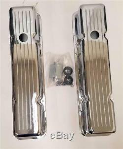 58-86 Small Block Chevy Chrome Aluminum Ball Milled Valve Covers Tall 327 350