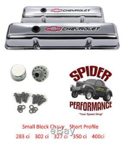 65-86 Impala Monte Carlo Caprice small block CHROME BOWTIE short valve cover kit