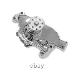 Aluminum Chrome Short Water Pump For SBC Chevy + 2 Groove Water Pump pulley Kit