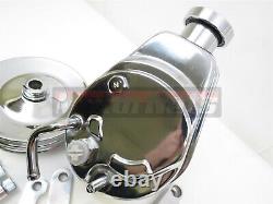 BBC SBC Chevy Chrome Saginaw Style Power Steering Pump With / Simple