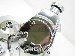 BBC SBC Chevy Chrome Saginaw Style Power Steering Pump with Single Groove Pulley