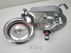 BBC SBC Chevy Chrome Saginaw Tear Drop Power Steering Pump 2 Dual Groove Pulley