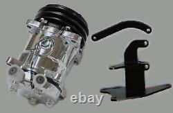 CHROME 508 V Belt A/C Air Conditioning Compressor & Black Bracket Chevy SBC SWP