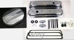 CHROME Finned Aluminum 1987 UP Valve Covers withBreather & PCV SBC 350 Vortec TBI