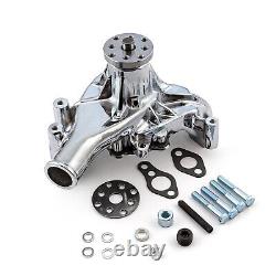 Chevy SBC 350 High Volume Aluminum Long Water Pump Chrome