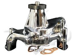 Chevy Water Pump SBC-Long Style Reverse Rotation Water Pump CHROME Finish