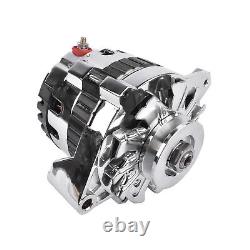 Chrome 160 AMP 12V CS130 Alternator with V-belt Pulley Fits GM Chevrolet SBC BBC