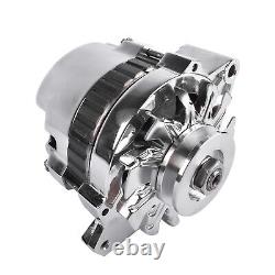 Chrome 160 AMP 12V CS130 Alternator with V-belt Pulley Fits GM Chevrolet SBC BBC