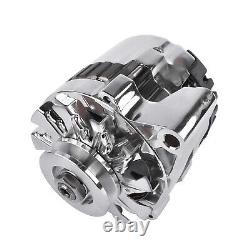 Chrome 160 AMP 12V CS130 Alternator with V-belt Pulley Fits GM Chevrolet SBC BBC