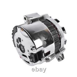 Chrome 160 AMP 12V CS130 Alternator with V-belt Pulley Fits GM Chevrolet SBC BBC