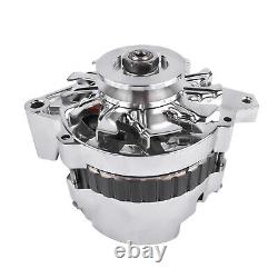 Chrome 160 AMP 12V CS130 Alternator with V-belt Pulley Fits GM Chevrolet SBC BBC