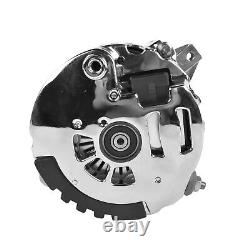 Chrome 160 AMP 12V CS130 Alternator with V-belt Pulley Fits GM Chevrolet SBC BBC