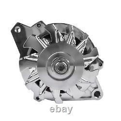 Chrome 160 AMP 12V CS130 Alternator with V-belt Pulley Fits GM Chevrolet SBC BBC