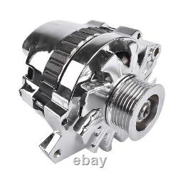 Chrome 160 AMP CS130 Alternator with Serpentine Pulley Fits GM Chevrolet SBC BBC