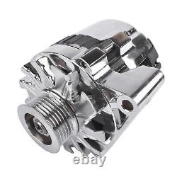 Chrome 160 AMP CS130 Alternator with Serpentine Pulley Fits GM Chevrolet SBC BBC