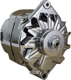 Chrome Alternator Compatible with BBC SBC Chevy 105 Amp 3-Wire or 1-One Wire Set
