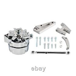 Chrome Aluminum 120 AMP 1 or 3 Wire Alternator & Bracket Kit For SBC Chevy 350