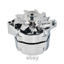 Chrome Aluminum 120 AMP 1 or 3 Wire Alternator & Bracket Kit For SBC Chevy 350