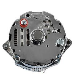 Chrome Aluminum 120 AMP 1 or 3 Wire Alternator & Bracket Kit For SBC Chevy 350