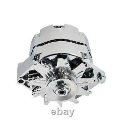 Chrome Aluminum 120 AMP 1 or 3 Wire Alternator & Bracket Kit For SBC Chevy 350