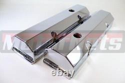 Chrome Fabricate Aluminum Valve Cover SBC Small Block Chevy Tall Billet Rail