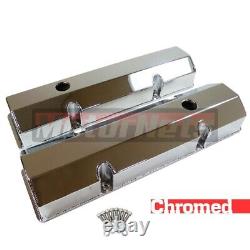 Chrome Fabricate Aluminum Valve Cover SBC Small Block Chevy Tall Billet Rail