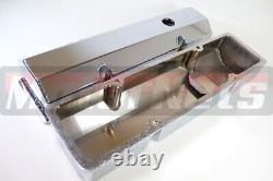 Chrome Fabricate Aluminum Valve Cover SBC Small Block Chevy Tall Billet Rail