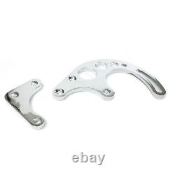 Chrome Long Water Pump 2-Piece Power Steering Bracket for Chevy Small Block SBC