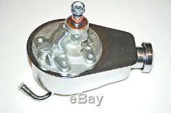 Chrome Saginaw Power Steering Pump Key Way A-Can Style Chevy GM SBC street rod
