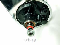 Chrome Saginaw Power Steering Pump with Black Bracket & Pulley Kit, Fits Chevy SBC