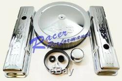 Chrome Small Block Chevy Dress Up Kit 383 Logo Tall Valve Covers Air cleaner SBC