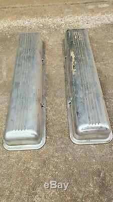 Early SBC 265 283 327 Chevrolet Old Chrome Valve Covers Patina 1960s Staggered