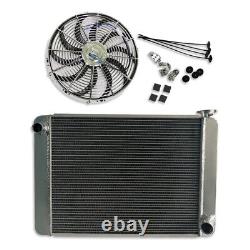 For Chevy SBC/BBC GM 2 Rows 29 Radiator & 16 Chrome Electric Curved Blade Fan