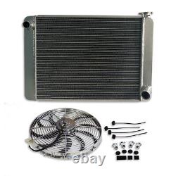 For Chevy SBC/BBC GM 2 Rows 29 Radiator & 16 Chrome Electric Curved Blade Fan