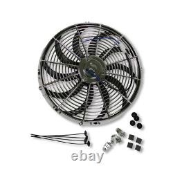 For Chevy SBC/BBC GM 2 Rows 29 Radiator & 16 Chrome Electric Curved Blade Fan