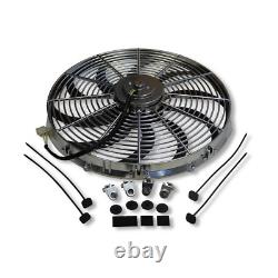 For Chevy SBC/BBC GM 2 Rows 29 Radiator & 16 Chrome Electric Curved Blade Fan