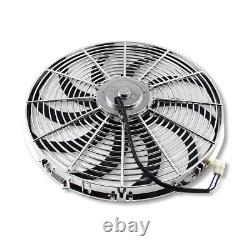 For Chevy SBC/BBC GM 2 Rows 29 Radiator & 16 Chrome Electric Curved Blade Fan