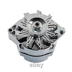 For Chevy SBC Chrome 120 AMP 1 or 3 Wire Alternator & SWP Aluminum Bracket Kit