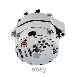 For Chevy SBC Chrome 120 AMP 1 or 3 Wire Alternator & SWP Aluminum Bracket Kit