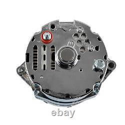 For Chevy SBC Chrome 120 AMP 1 or 3 Wire Alternator & SWP Aluminum Bracket Kit