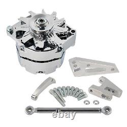 For Chevy SBC Chrome 120 AMP 1 or 3 Wire Alternator & SWP Polished Bracket Kit